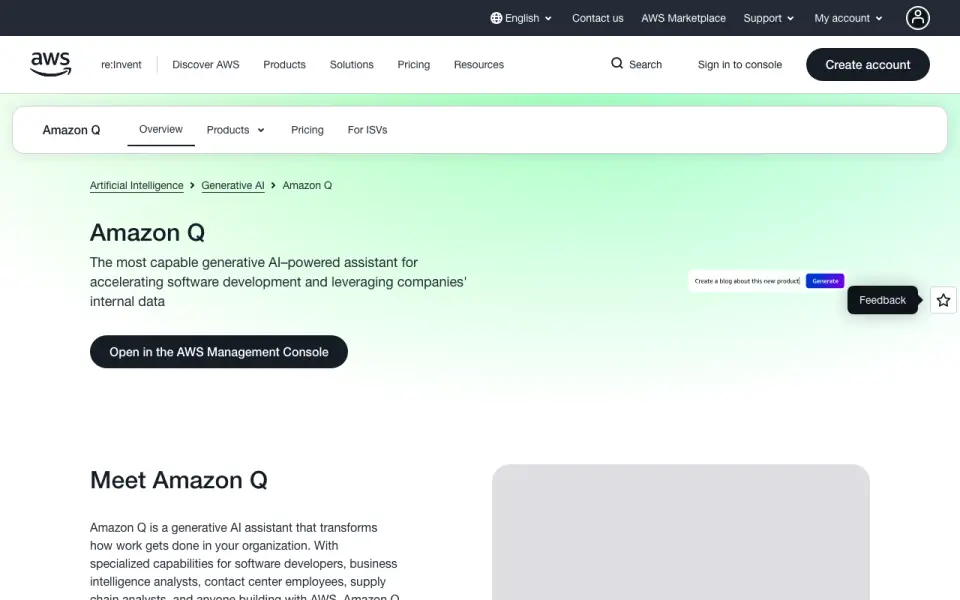 Amazon Q's website