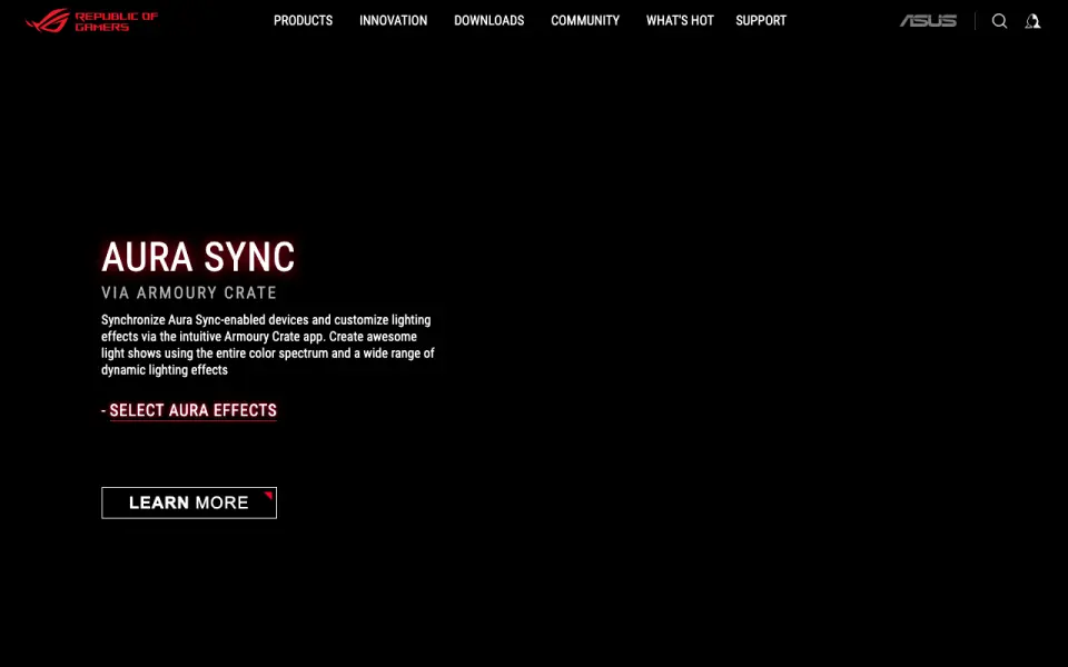 ASUS Armoury Crate's website