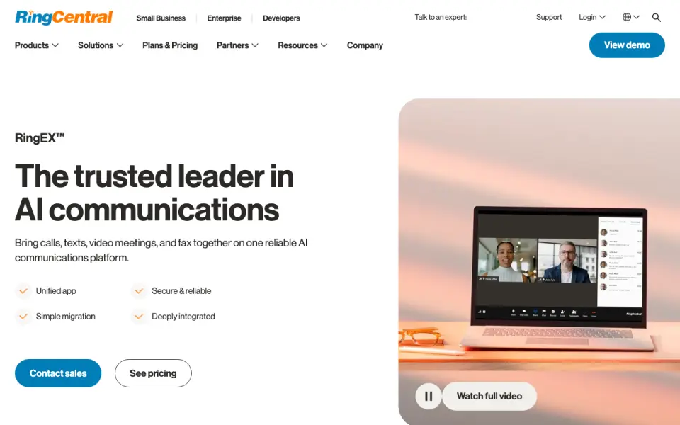 Avaya Cloud Office's website