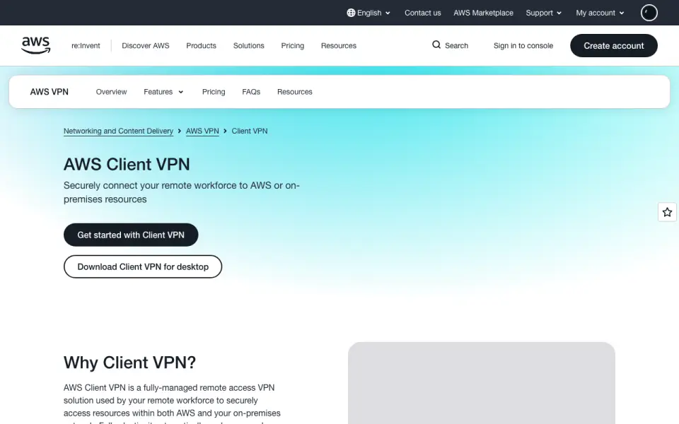 AWS Client VPN's website