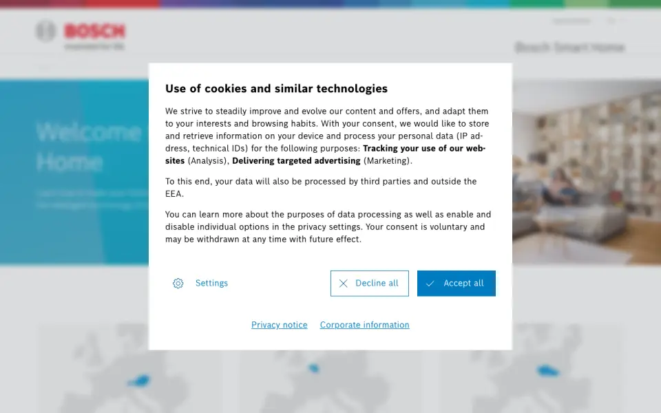 Bosch Smart Home's website