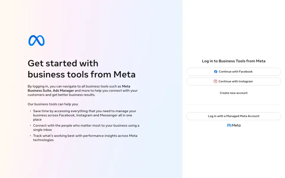 Meta Business Suite's website