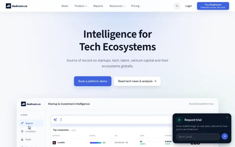 Dealroom's website
