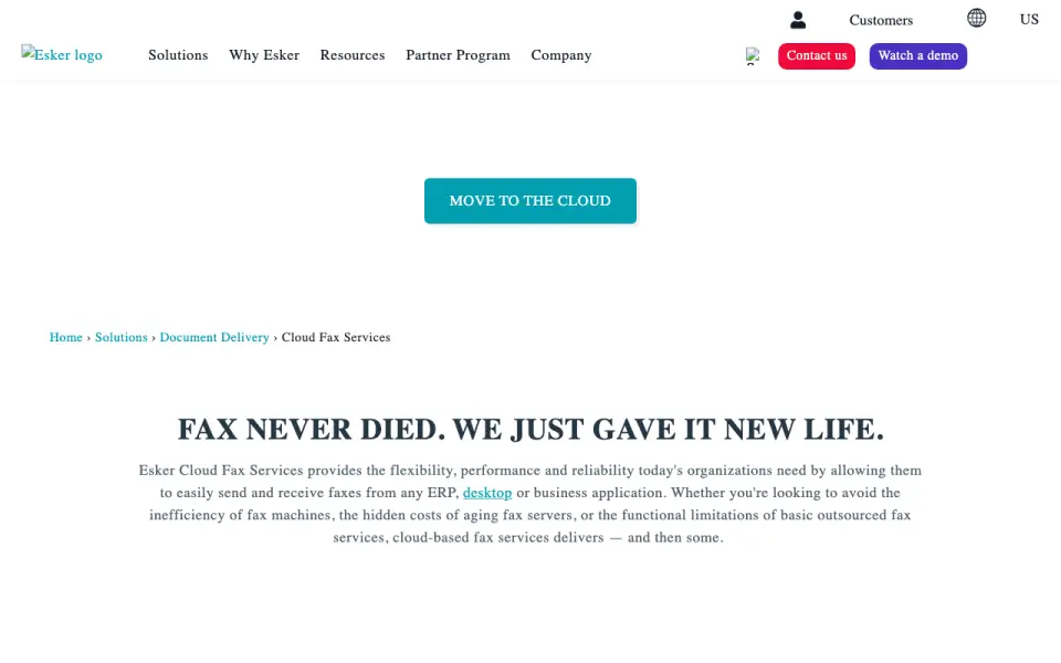 Esker Source-to-Pay's website
