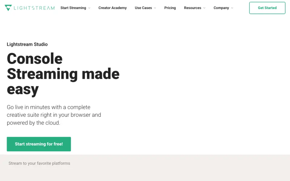 Lightstream's website