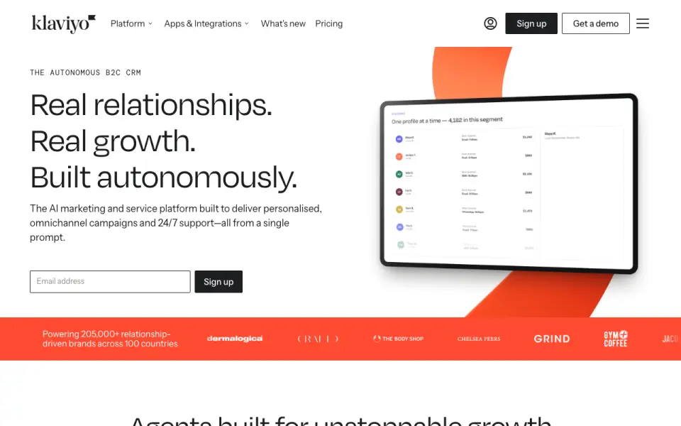 Klaviyo's website