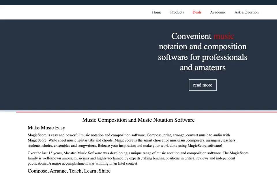 MagicScore's website