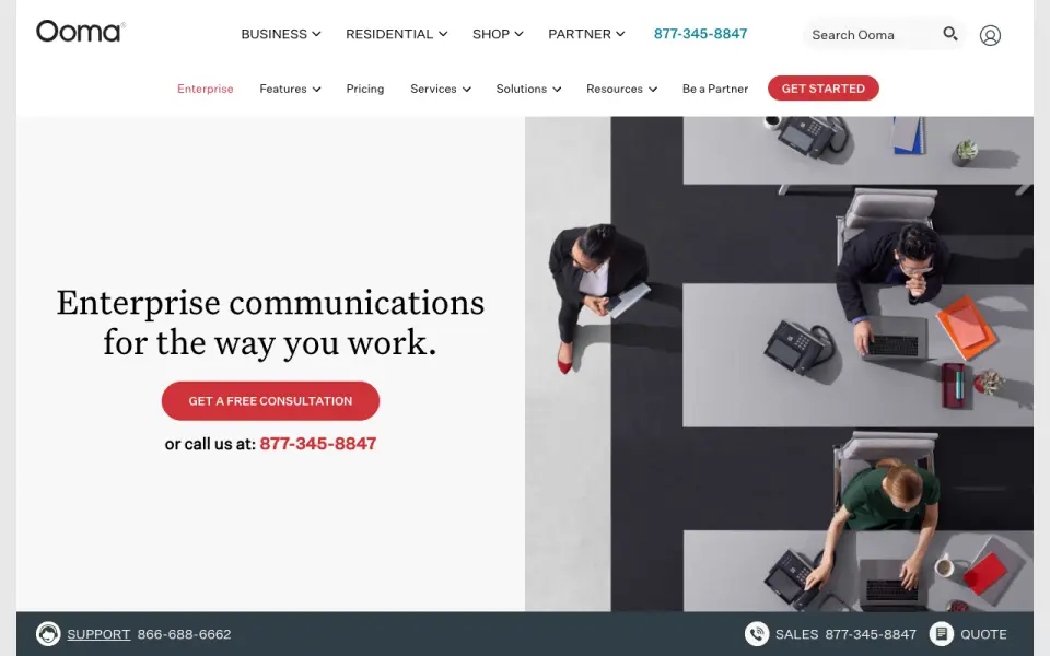 Ooma Office's website