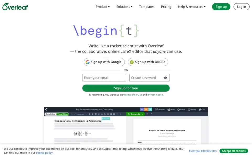 Overleaf's website