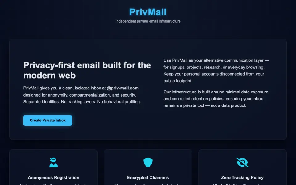 PrivMail's website