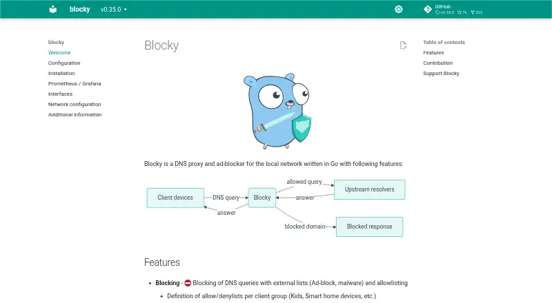 The Blocky homepage