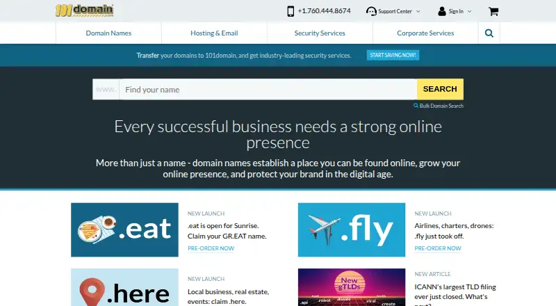 101domain's website