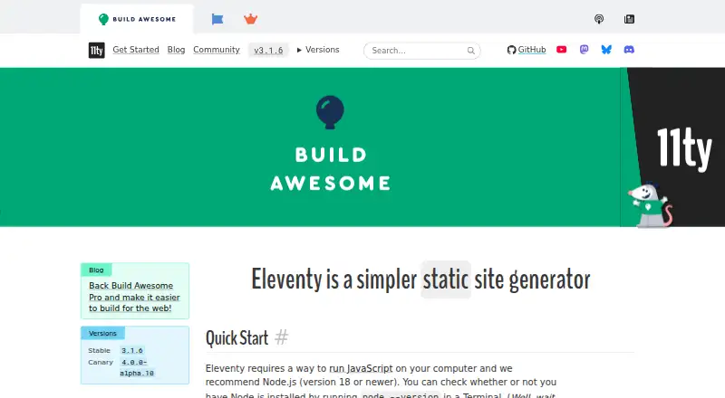 Eleventy's website