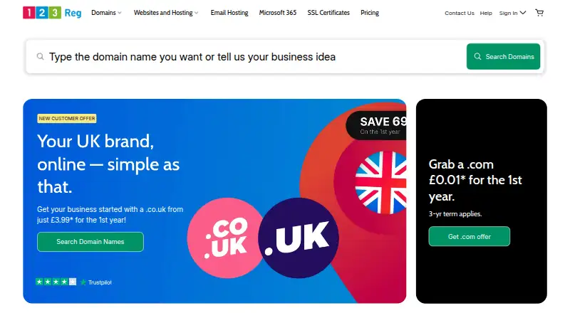 123 Reg's website