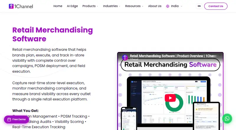 1Channel Retail Merchandising Software's website