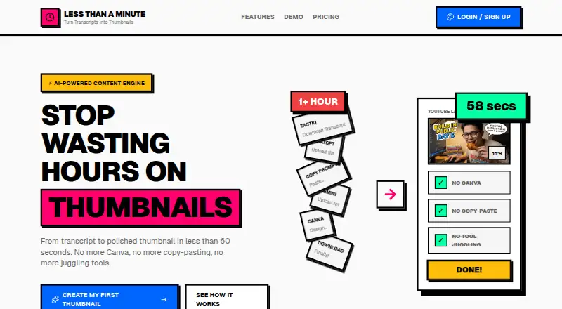 Less Than A Minute's website