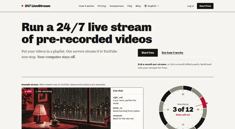 247 LiveStream's website