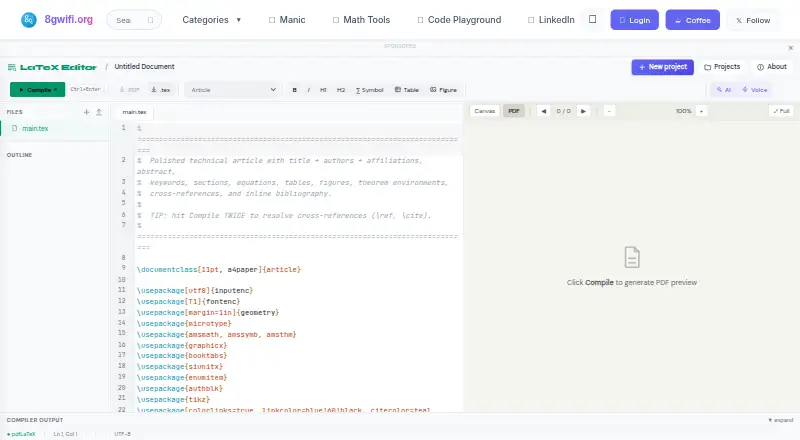 8gwifi LaTeX Editor's website