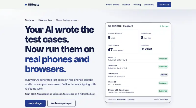 The 99tests homepage