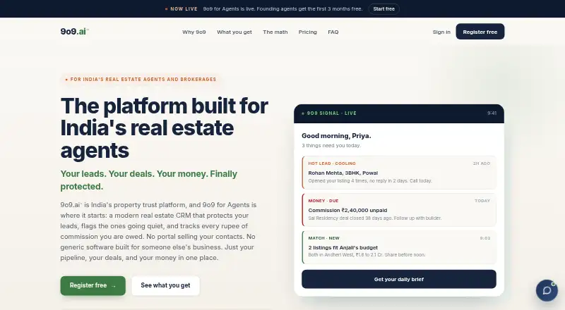 The 9o9.ai homepage