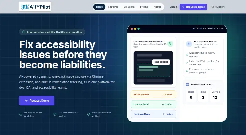 The A11yPilot homepage