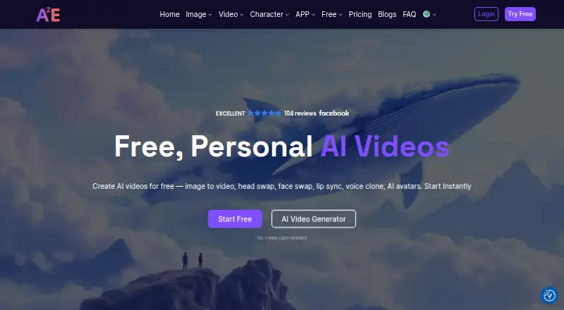 The A2E AI Video Platform homepage