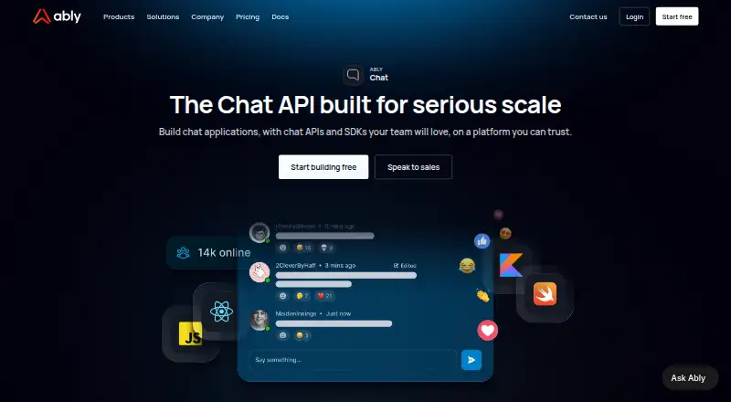 Ably Chat's website