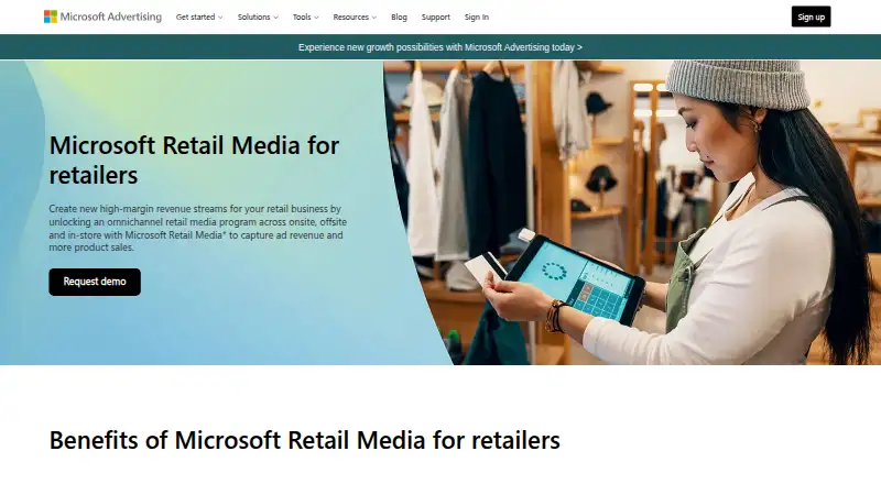 Microsoft Retail Media's website