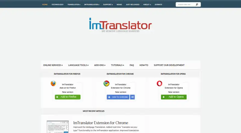 ImTranslator's website