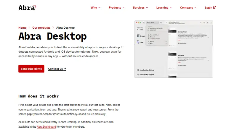 The Abra Desktop homepage