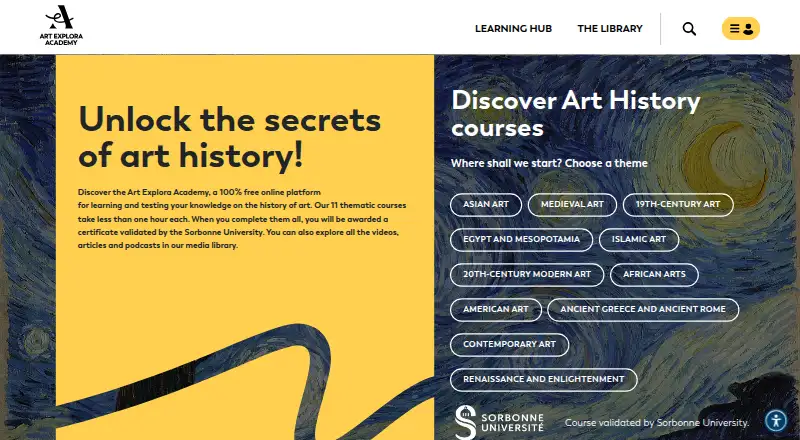 Art Explora Academy's website