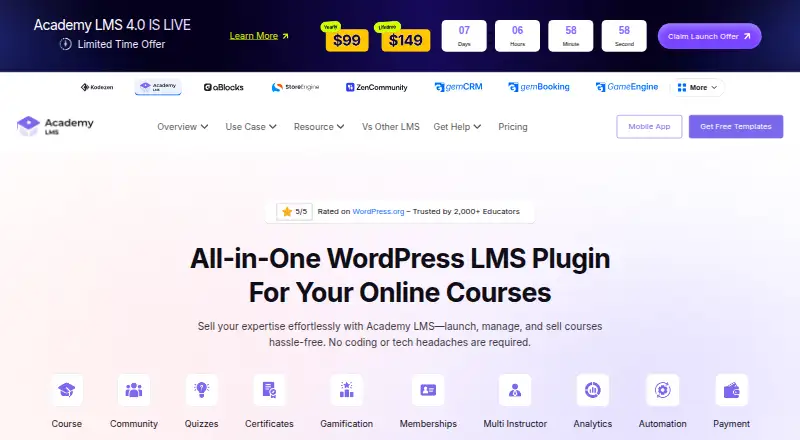 Academy LMS's website