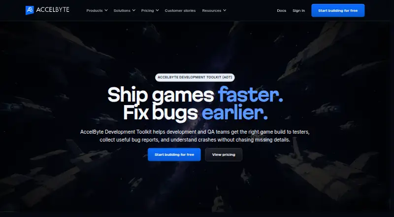 AccelByte Development Toolkit's website