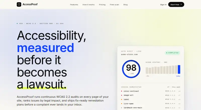 AccessProof's website