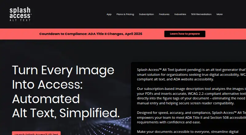 Splash Access Alt Text's website