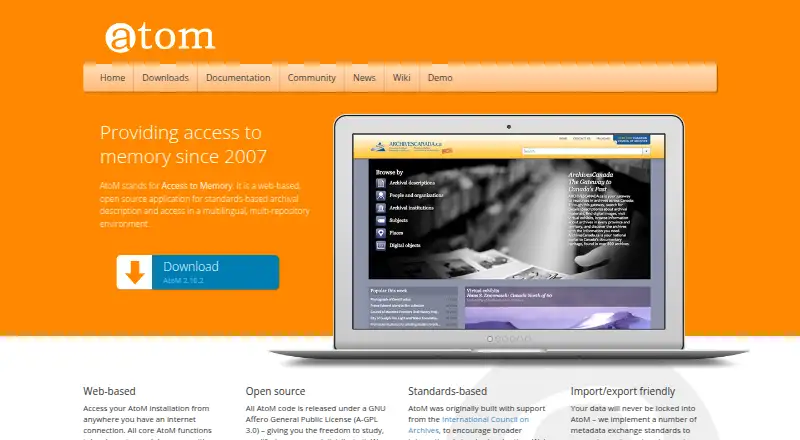 AtoM's website