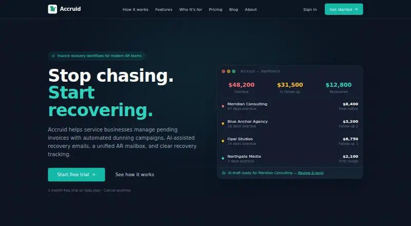 The Accruid homepage