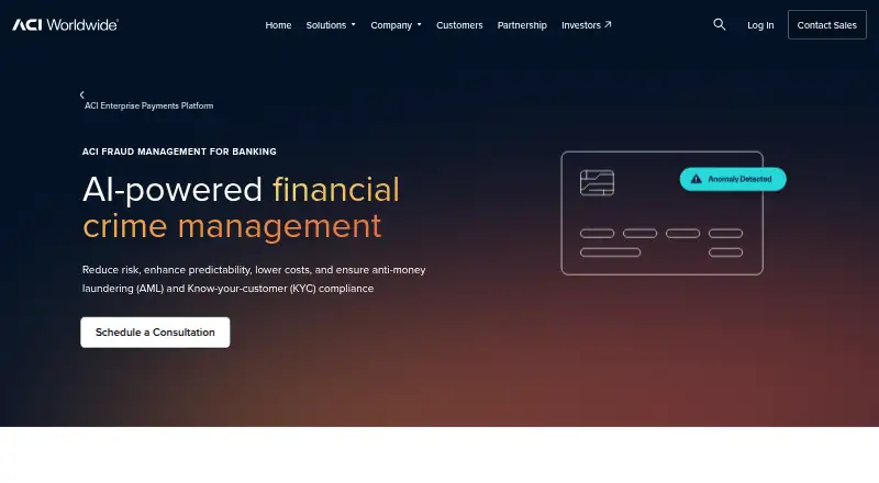 ACI Fraud Management for Banking's website
