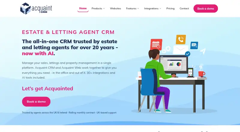 The Acquaint CRM homepage