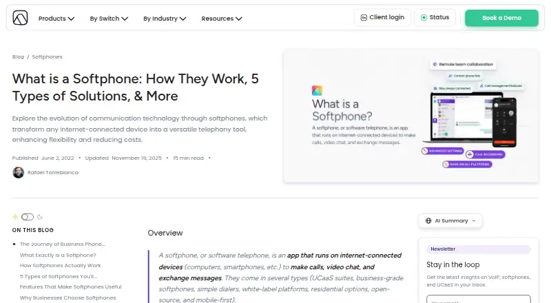 The Acrobits Softphone homepage