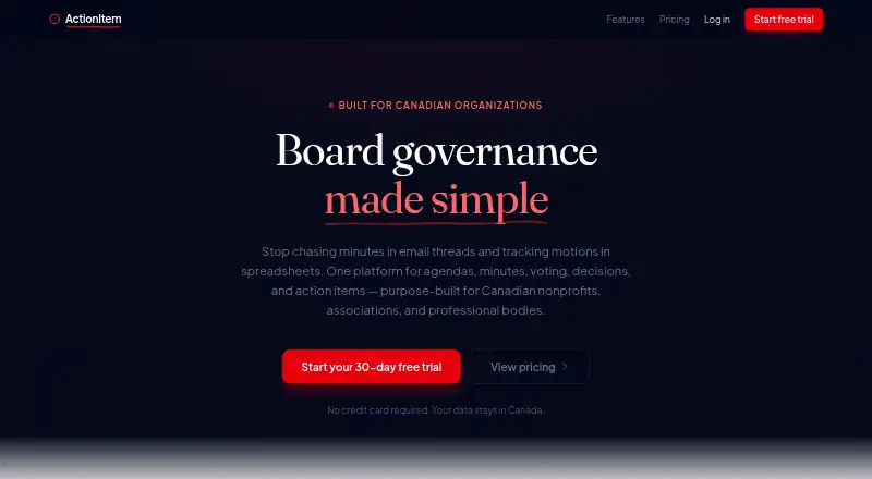 The ActionItem homepage