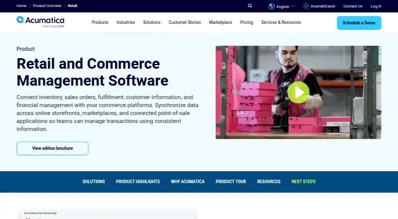 Acumatica Retail Management's website