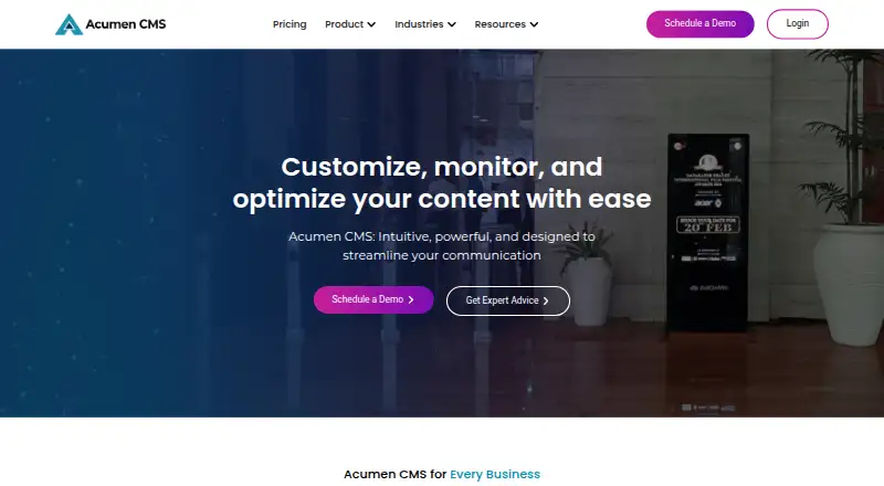 Acumen CMS's website