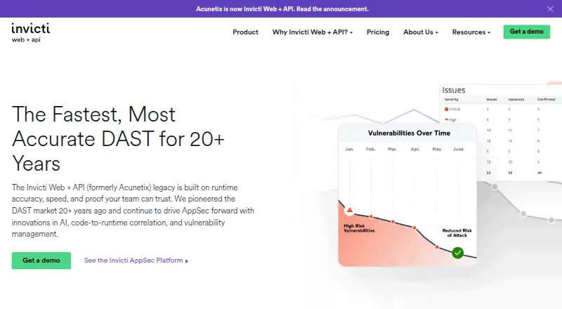 The Acunetix homepage