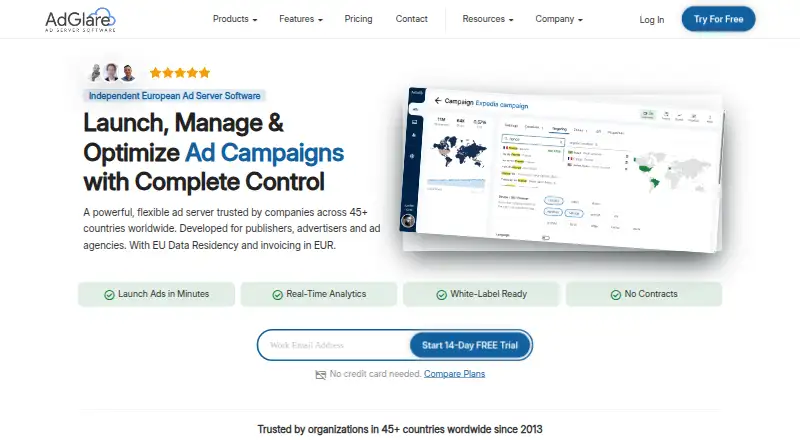 AdGlare's website