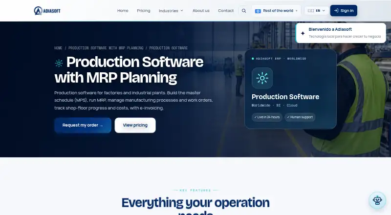Adiasoft Production Software's website