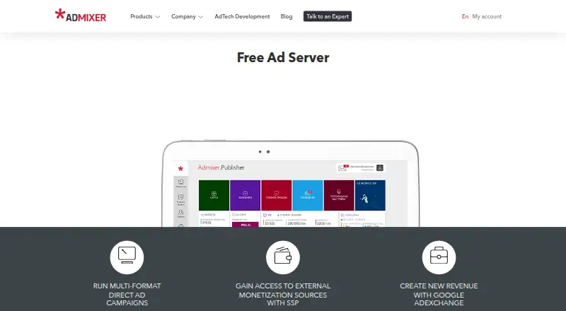Admixer.Publisher's website