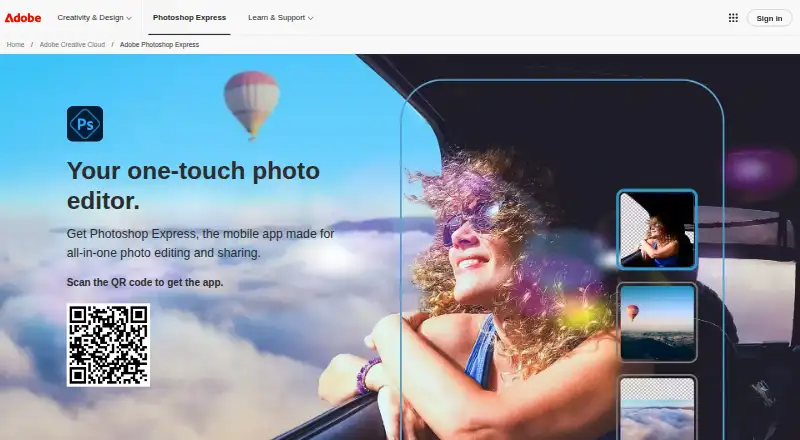 Photoshop Express's website