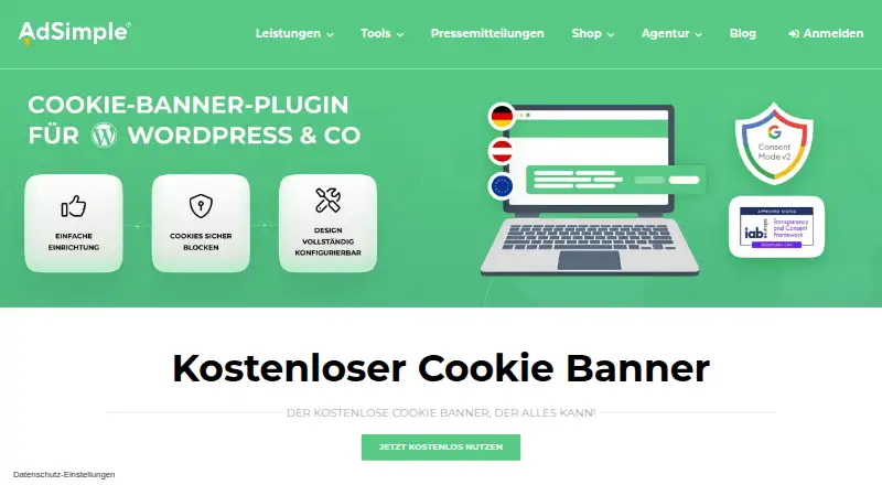 The AdSimple Consent Manager homepage