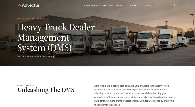 Advectus Heavy Truck DMS's website